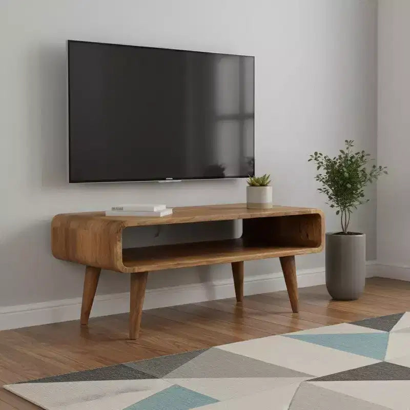 HomeRoots 26 Mobile TV a ripiani aperti in legno massello marrone