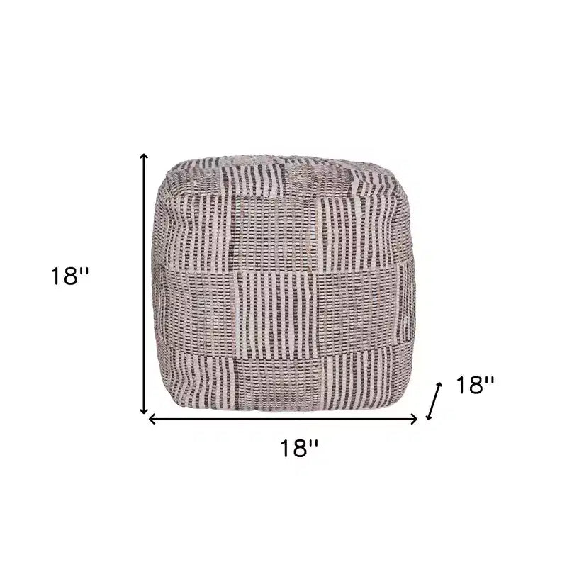 HomeRoots 18 Pouf/Ottoman geometrico a cubo in cotone marrone