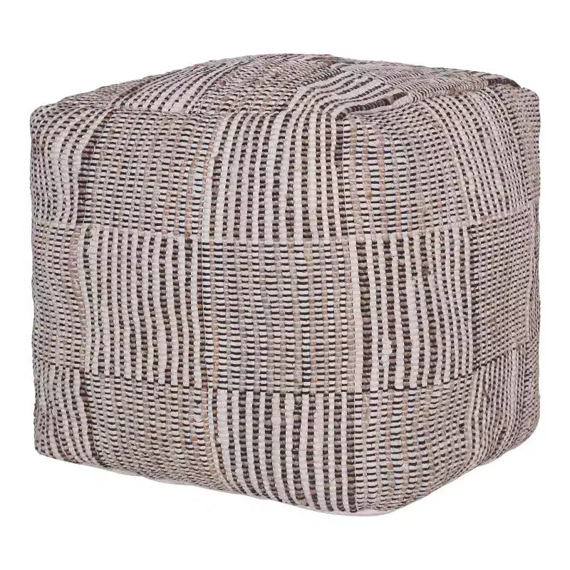 HomeRoots 18 Pouf/Ottoman geometrico a cubo in cotone marrone