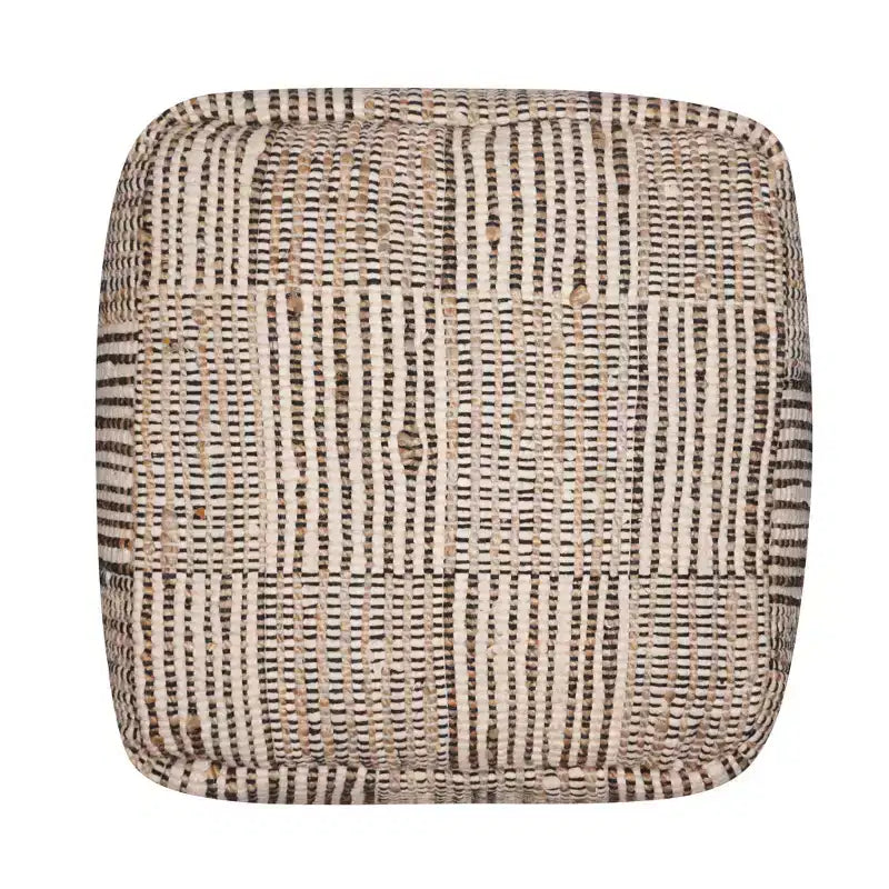 HomeRoots 18 Pouf/Ottoman geometrico a cubo in cotone marrone