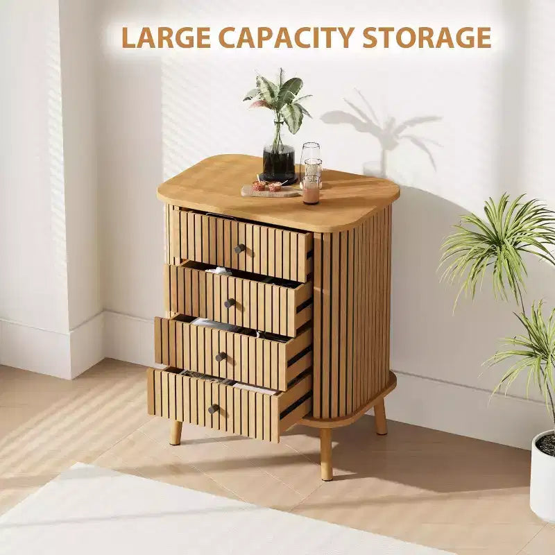 Comò a 4 cassetti, comodino moderno di metà secolo con ante scorrevoli, tavolino, cassettiera per camera da letto, soggiorno, corridoio, ingresso