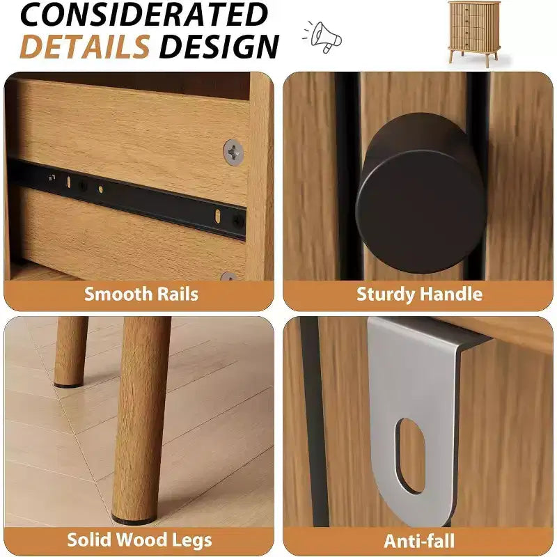 Comò a 4 cassetti, comodino moderno di metà secolo con ante scorrevoli, tavolino, cassettiera per camera da letto, soggiorno, corridoio, ingresso