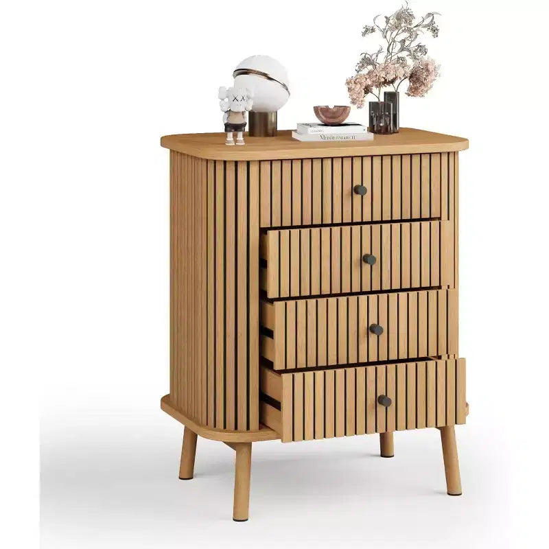 Comò a 4 cassetti, comodino moderno di metà secolo con ante scorrevoli, tavolino, cassettiera per camera da letto, soggiorno, corridoio, ingresso
