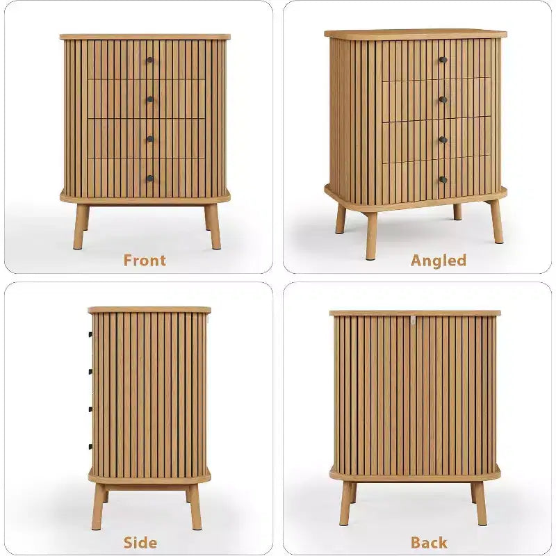 Comò a 4 cassetti, comodino moderno di metà secolo con ante scorrevoli, tavolino, cassettiera per camera da letto, soggiorno, corridoio, ingresso