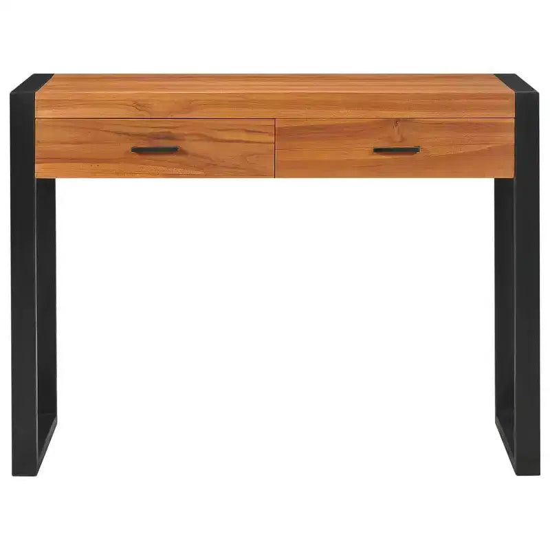 vidaXL Scrivania Scrivania per computer da casa con 2 cassetti in legno di teak - 100 x 40 x 75 cm