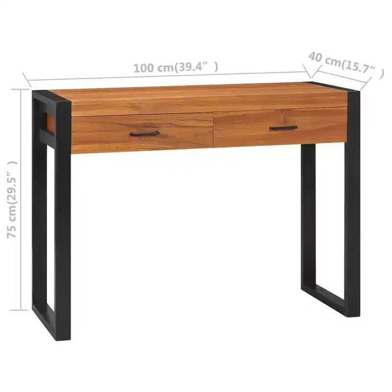 vidaXL Scrivania Scrivania per computer da casa con 2 cassetti in legno di teak - 100 x 40 x 75 cm