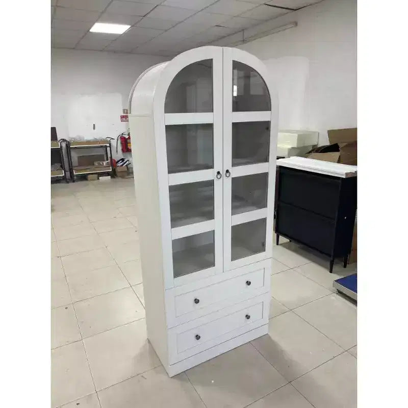 Solid Wood Arch Storage Cabinet with 2 Drawers