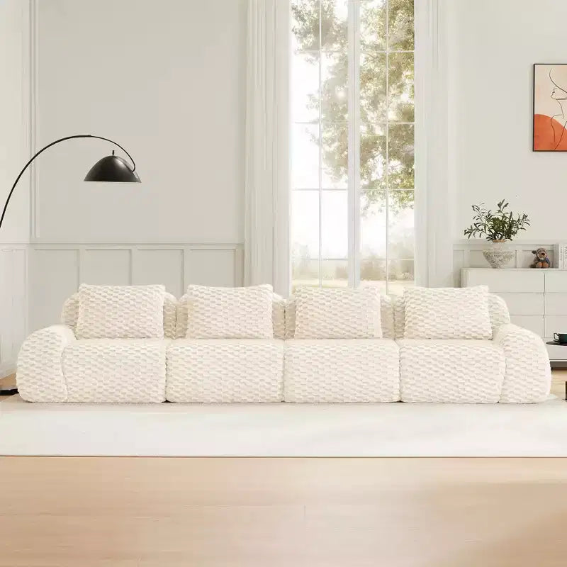 146 Divano Sezionale Modulare Moderno per Soggiorno, Tessuto Flanella, Divano a 4 Posti Oversize, Divano Senza Struttura