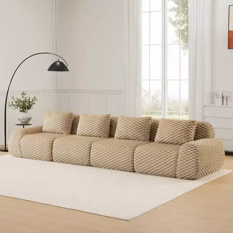 146 Divano Sezionale Modulare Moderno per Soggiorno, Tessuto Flanella, Divano a 4 Posti Oversize, Divano Senza Struttura