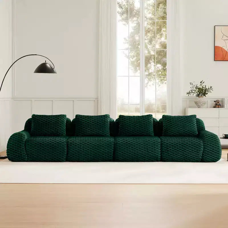 146 Divano Sezionale Modulare Moderno per Soggiorno, Tessuto Flanella, Divano a 4 Posti Oversize, Divano Senza Struttura