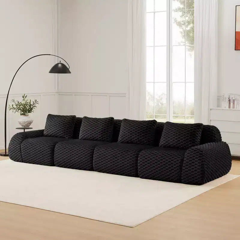 146 Divano Sezionale Modulare Moderno per Soggiorno, Tessuto Flanella, Divano a 4 Posti Oversize, Divano Senza Struttura