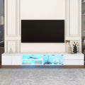 TUYOHW TV Stand with Faux Marble Tabletop for TVs up to 105 Inches,TV Media Console Table with 2 Drawers and Cabinets,White