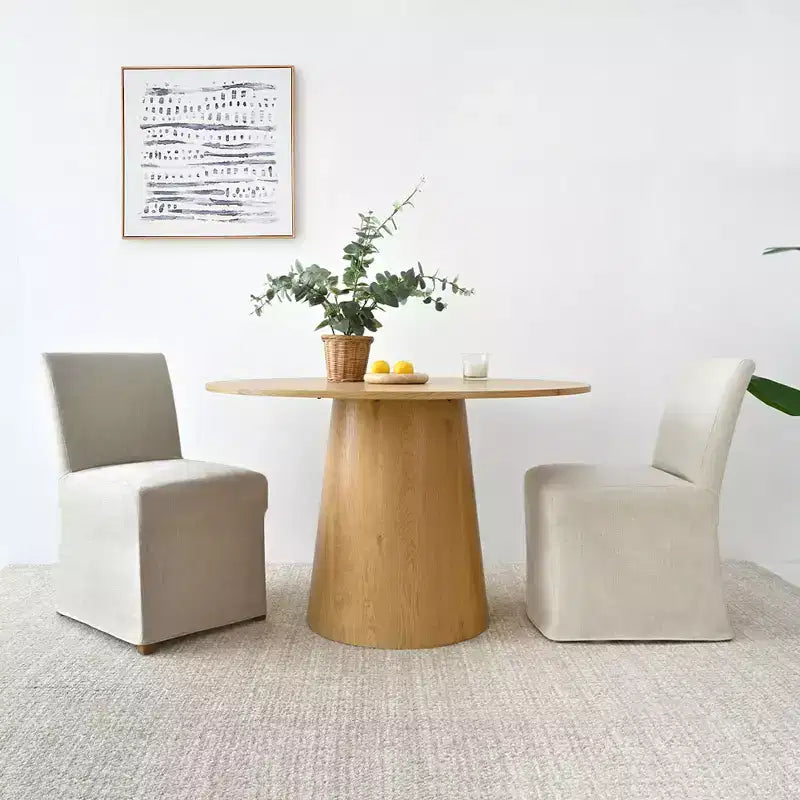 Set di 3 pezzi Tavolo da pranzo e sedie, Tavolo rotondo da 35" con sedie rivestite con fodera removibile per angolo colazione o piccoli spazi-Panipeachy
