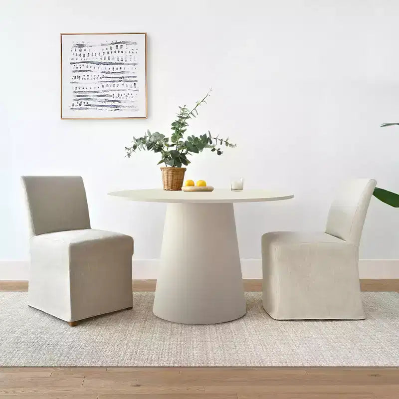 Set di 3 pezzi Tavolo da pranzo e sedie, Tavolo rotondo da 35" con sedie rivestite con fodera removibile per angolo colazione o piccoli spazi-Panipeachy