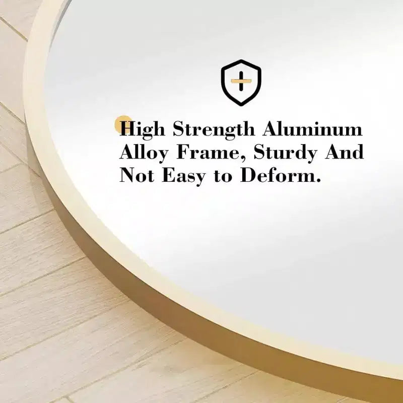 Specchio ad arco dorato 59x16 - Con supporto e cornice sottile in alluminio. Per uso a parete, da appoggio o da terra