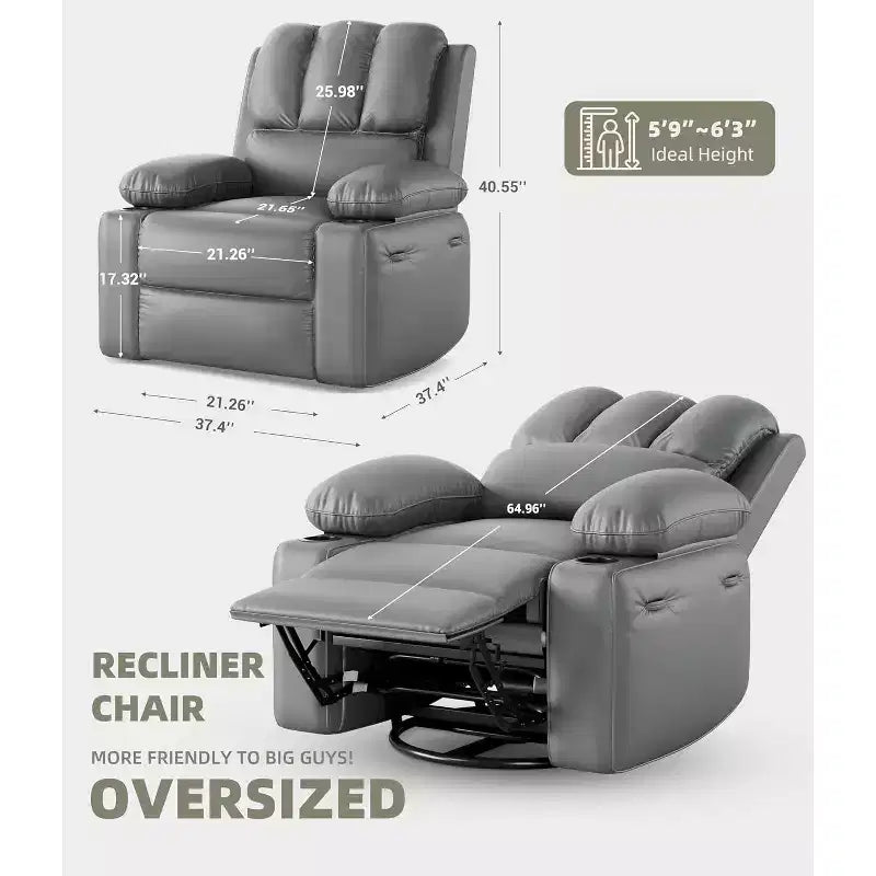 Poltrona Reclinabile Acekool con Massaggio e Riscaldamento, Recliner in Pelle PU per Home Cinema, Supporto Lombare e Braccioli per Soggiorno