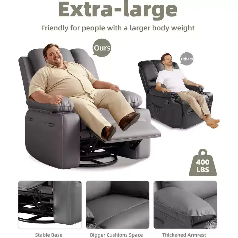 Poltrona Reclinabile Acekool con Massaggio e Riscaldamento, Recliner in Pelle PU per Home Cinema, Supporto Lombare e Braccioli per Soggiorno