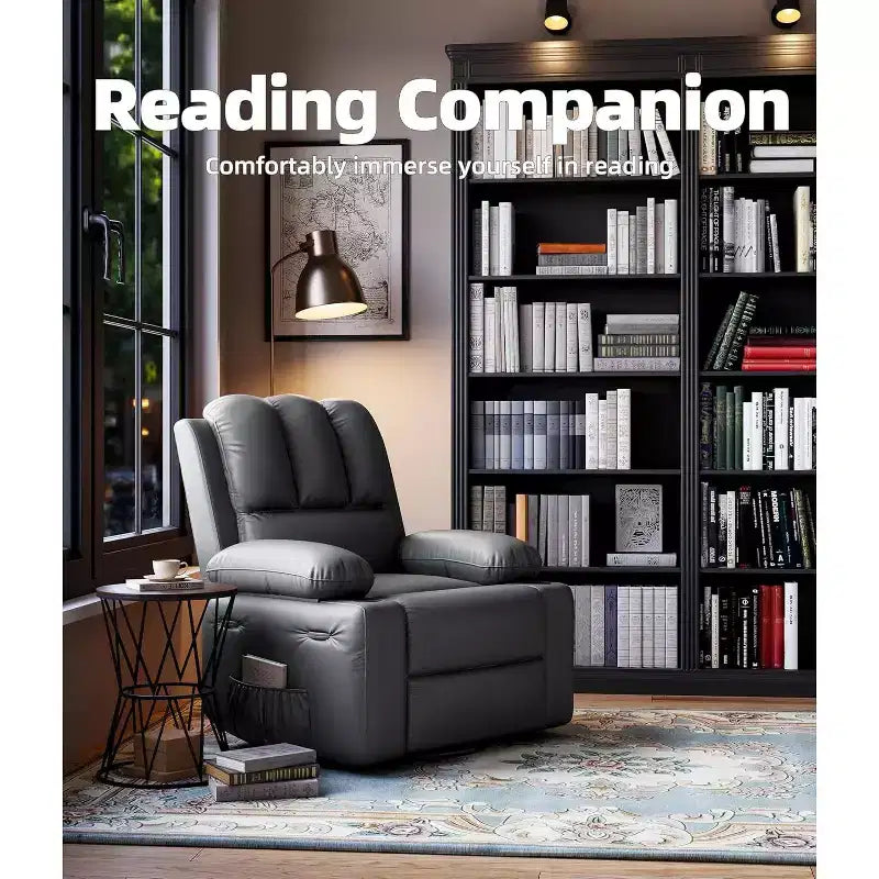 Poltrona Reclinabile Acekool con Massaggio e Riscaldamento, Recliner in Pelle PU per Home Cinema, Supporto Lombare e Braccioli per Soggiorno