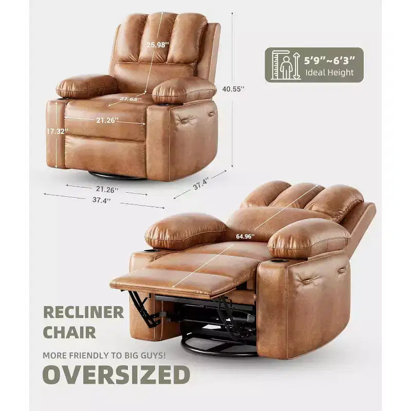 Poltrona Reclinabile Acekool con Massaggio e Riscaldamento, Recliner in Pelle PU per Home Cinema, Supporto Lombare e Braccioli per Soggiorno