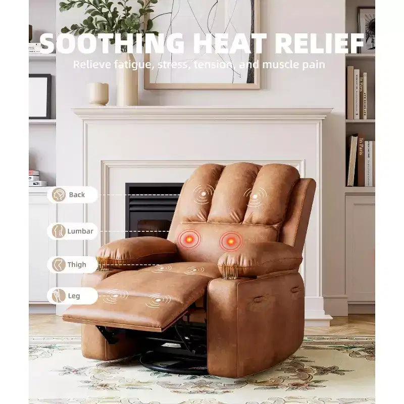 Poltrona Reclinabile Acekool con Massaggio e Riscaldamento, Recliner in Pelle PU per Home Cinema, Supporto Lombare e Braccioli per Soggiorno