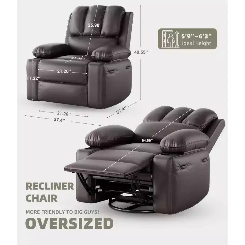 Poltrona Reclinabile Acekool con Massaggio e Riscaldamento, Recliner in Pelle PU per Home Cinema, Supporto Lombare e Braccioli per Soggiorno
