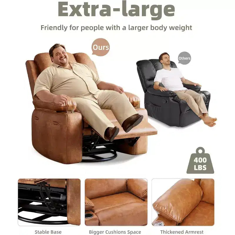 Poltrona Reclinabile Acekool con Massaggio e Riscaldamento, Recliner in Pelle PU per Home Cinema, Supporto Lombare e Braccioli per Soggiorno