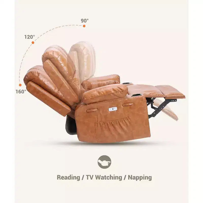 Poltrona Reclinabile Acekool con Massaggio e Riscaldamento, Recliner in Pelle PU per Home Cinema, Supporto Lombare e Braccioli per Soggiorno