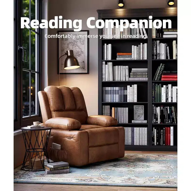 Poltrona Reclinabile Acekool con Massaggio e Riscaldamento, Recliner in Pelle PU per Home Cinema, Supporto Lombare e Braccioli per Soggiorno