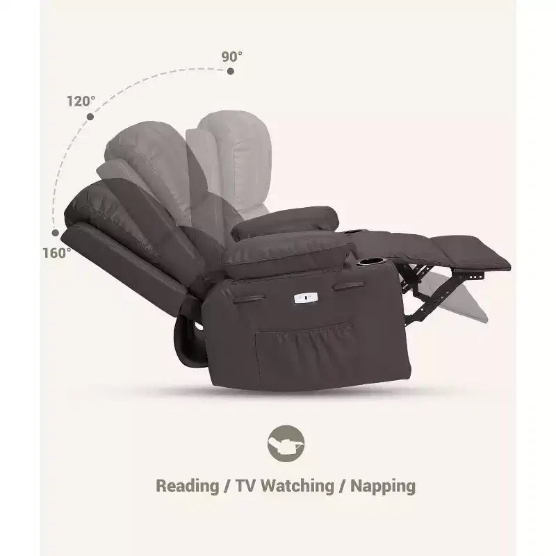 Poltrona Reclinabile Acekool con Massaggio e Riscaldamento, Recliner in Pelle PU per Home Cinema, Supporto Lombare e Braccioli per Soggiorno