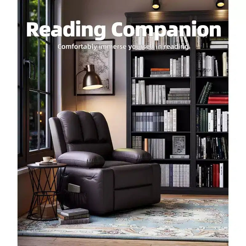Poltrona Reclinabile Acekool con Massaggio e Riscaldamento, Recliner in Pelle PU per Home Cinema, Supporto Lombare e Braccioli per Soggiorno