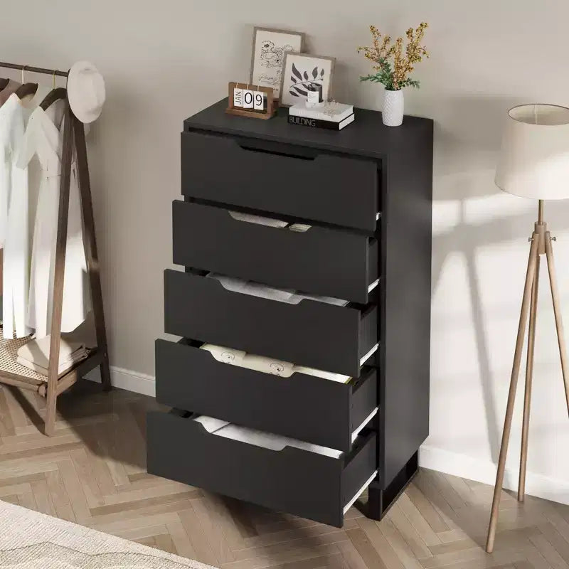 Cassettiera a 5 cassetti per camera da letto, cassettiera alta 127,5 cm, cassettiera verticale indipendente con contenitore, contenitore in legno per armadio