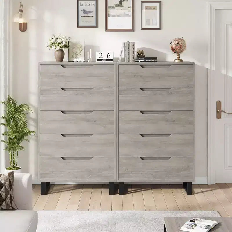 Cassettiera a 5 cassetti per camera da letto, cassettiera alta 127,5 cm, cassettiera verticale indipendente con contenitore, contenitore in legno per armadio