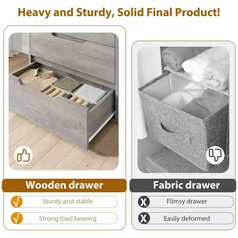 Cassettiera a 5 cassetti per camera da letto, cassettiera alta 127,5 cm, cassettiera verticale indipendente con contenitore, contenitore in legno per armadio