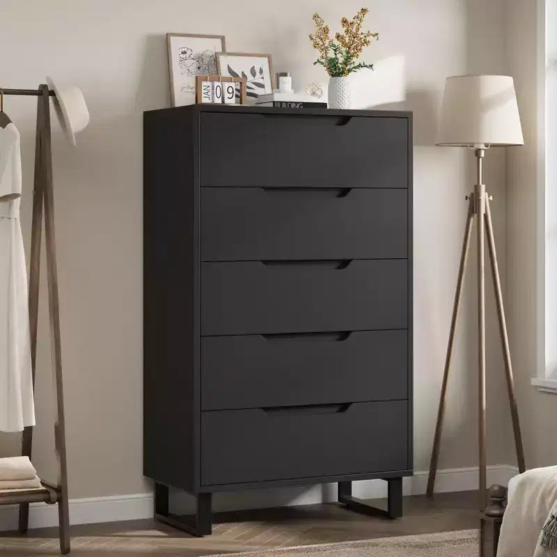 Cassettiera a 5 cassetti per camera da letto, cassettiera alta 127,5 cm, cassettiera verticale indipendente con contenitore, contenitore in legno per armadio