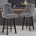 Zeus & Ruta Modern Velvet Swivel Bar Stools Set of 2 with Button Tufted, Rivet Trim & Metal Ring