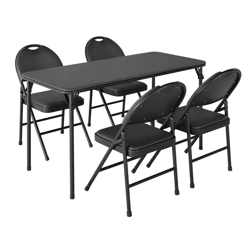 Set da 5 Pezzi Tavolo Rettangolare Pieghevole e Sedie Portatile, Antigraffio per Sala da Pranzo/Soggiorno/Campeggio (Pieghevole)