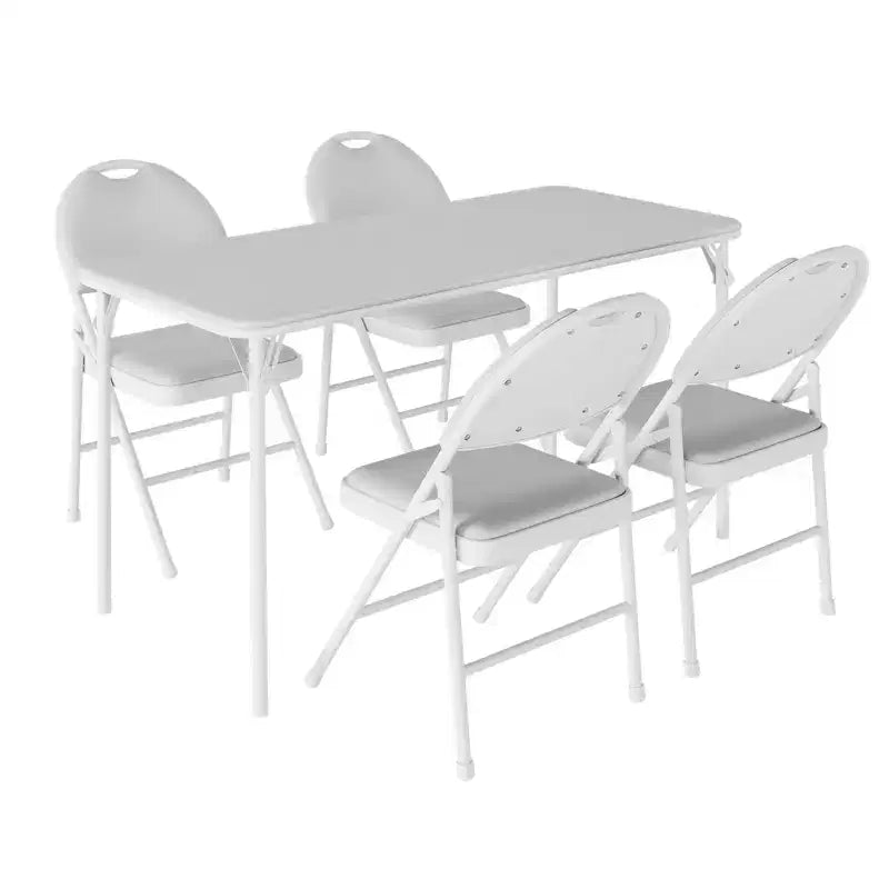 Set da 5 Pezzi Tavolo Rettangolare Pieghevole e Sedie Portatile, Antigraffio per Sala da Pranzo/Soggiorno/Campeggio (Pieghevole)