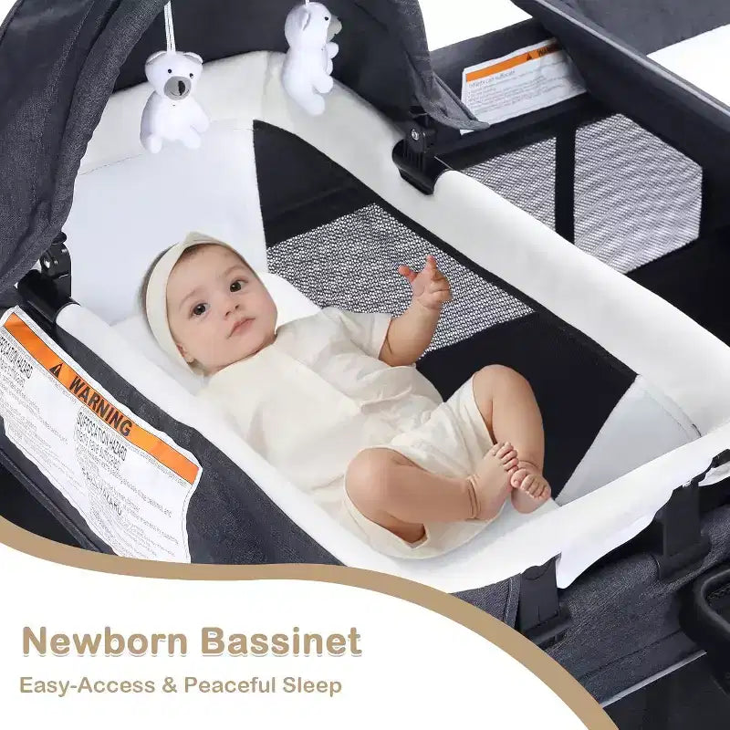 TODECARE Culla Neonato 4 in 1, Lettino da Viaggio, Lettino Co-Sleeping Trasformabile, Fasciatoio, Culla Portatile Pieghevole con Materasso e Zanzariera