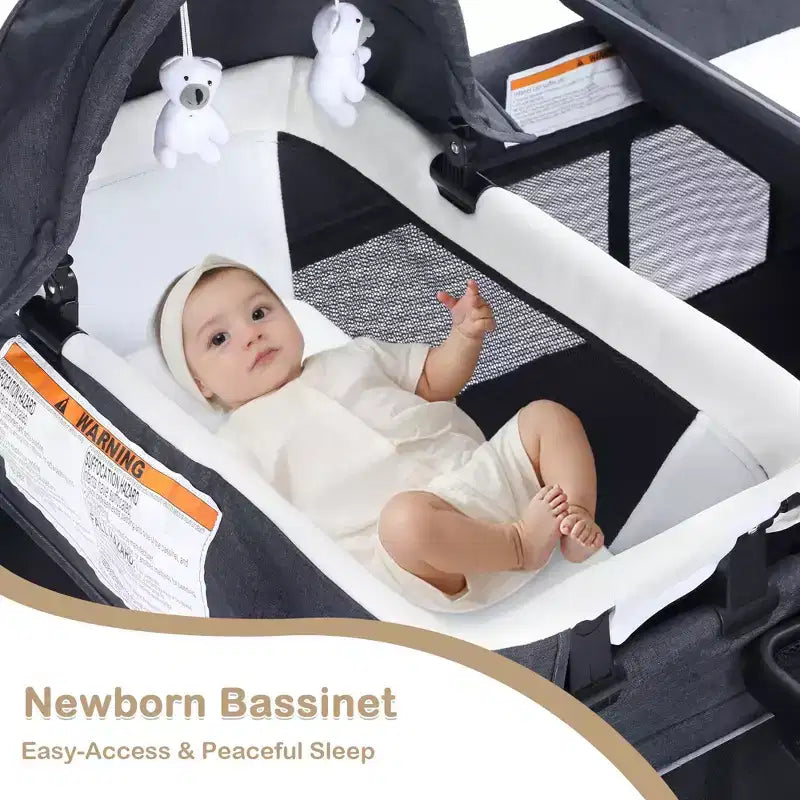 TODECARE Culla Neonato 4 in 1, Lettino da Viaggio, Lettino Co-Sleeping Trasformabile, Fasciatoio, Culla Portatile Pieghevole con Materasso e Zanzariera