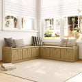 Famapy Oak-Effect Corner Storage Bench Shoe Bench  Flip-Top & Cabinet Organizer