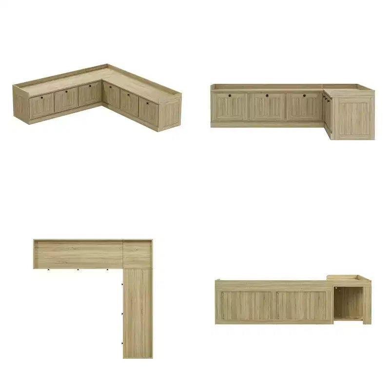 Panca angolare contenitore effetto rovere Famapy Scarpiera con piano a ribalta e organizer con ante