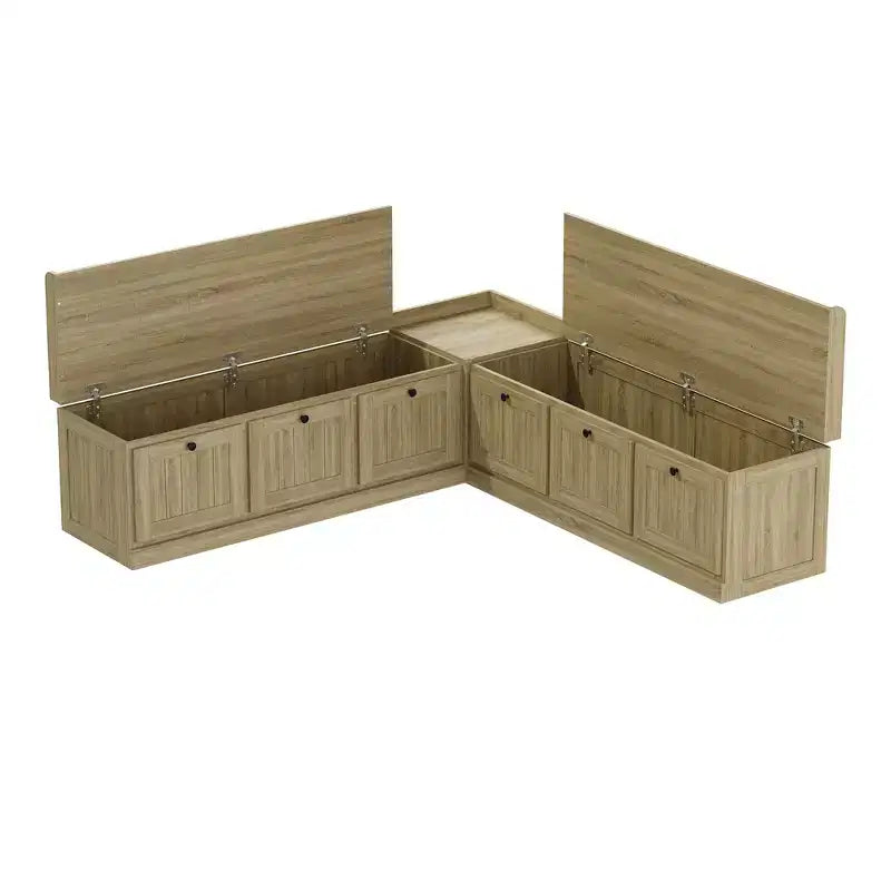 Panca angolare contenitore effetto rovere Famapy Scarpiera con piano a ribalta e organizer con ante