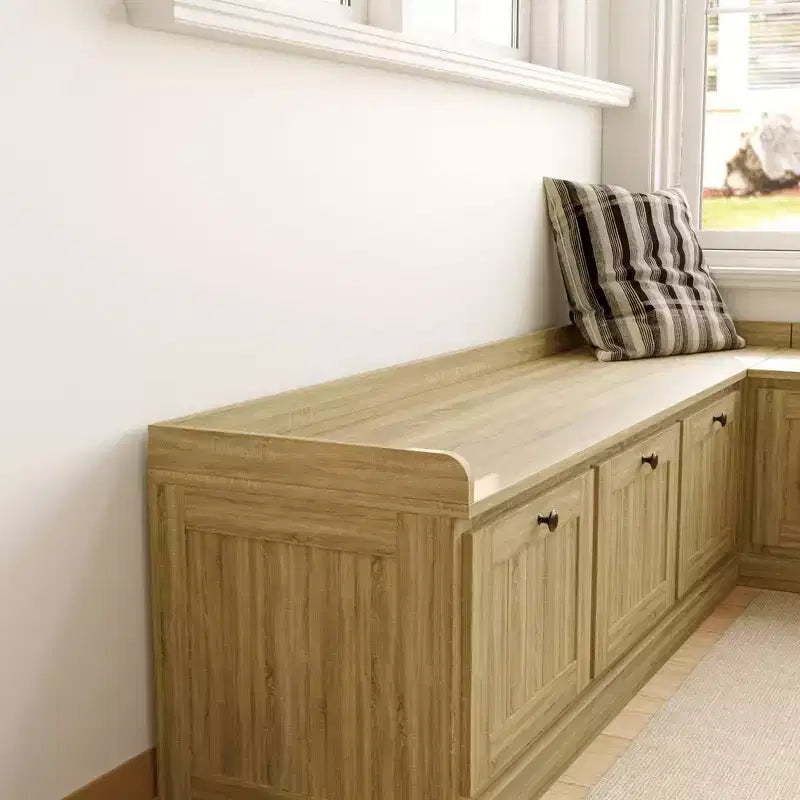 Panca angolare contenitore effetto rovere Famapy Scarpiera con piano a ribalta e organizer con ante