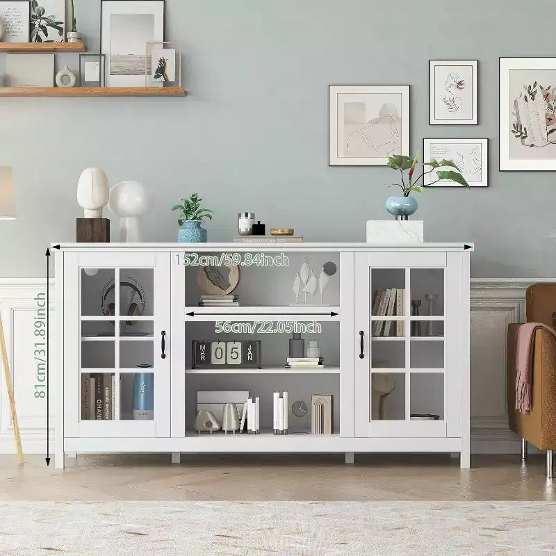 Mobile TV Acekool per TV da 65 pollici, consolle multimediale moderna da 59 pollici con armadietti e porte di alimentazione per soggiorno o ufficio