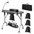 VEVOR Portable Manicure Table, Foldable Nail Table with Electric Dust Collector, Moveable Nail Tech Desk & 4 Wheels, 3 Dust Bags, Black