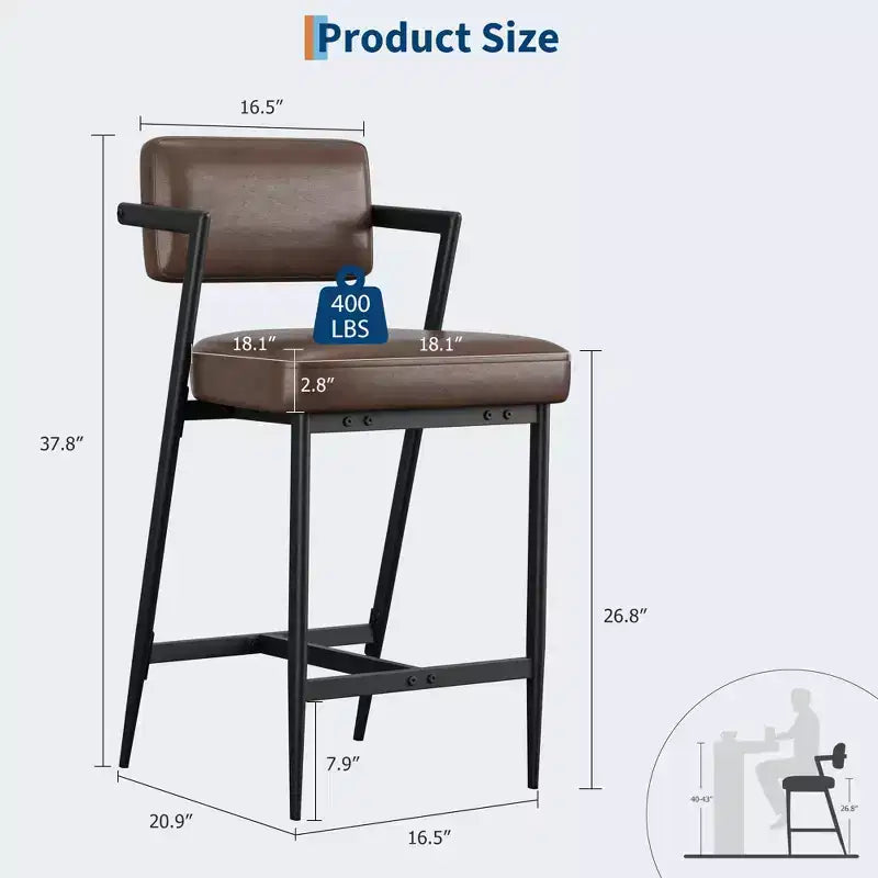 Set di 2 sgabelli da bar con cuscini spessi, sgabelli alti 68 cm con poggiapiedi, rivestimento in finta pelle per isola cucina o bancone bar
