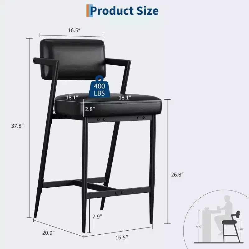 Set di 2 sgabelli da bar con cuscini spessi, sgabelli alti 68 cm con poggiapiedi, rivestimento in finta pelle per isola cucina o bancone bar