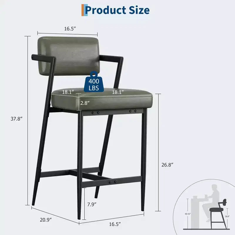 Set di 2 sgabelli da bar con cuscini spessi, sgabelli alti 68 cm con poggiapiedi, rivestimento in finta pelle per isola cucina o bancone bar