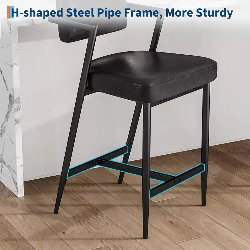 Set di 2 sgabelli da bar con cuscini spessi, sgabelli alti 68 cm con poggiapiedi, rivestimento in finta pelle per isola cucina o bancone bar