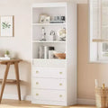 Bookshelf with Drawers 70.8 Fluted Bookcase,Bookshelf 6 Tier Bookcase with Storage,Tall Book Shelf with Waved Design,Storage Cabinet for Living Room